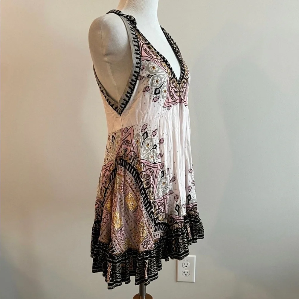 Free People Steal the Sun Pale Pink Print Boho Top or Dress XS - Picture 6 of 12